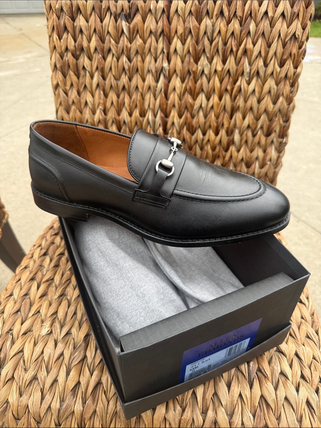 Allen Edmonds Black Leather Bit Loafers